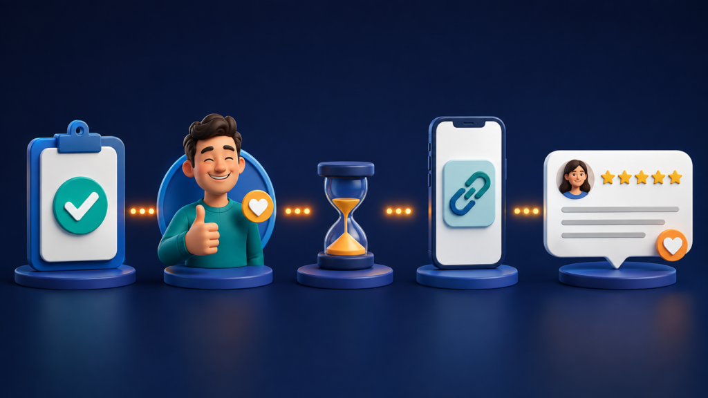 Customer review request sent after a successful service experience