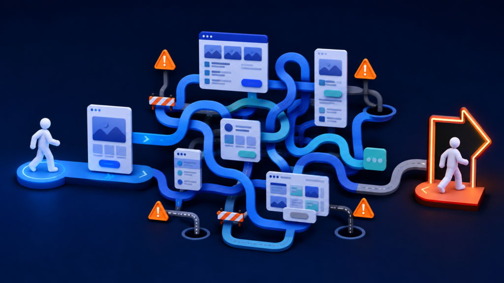 Confusing website navigation causing potential customers to leave without contacting the business