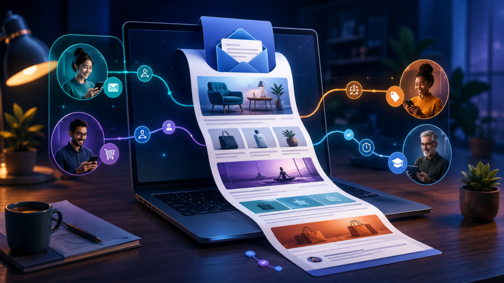 Detailed email campaign helping a small business educate, nurture and promote to different customers