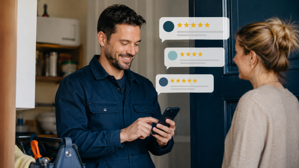 Local service business owner politely requesting an honest customer review.
